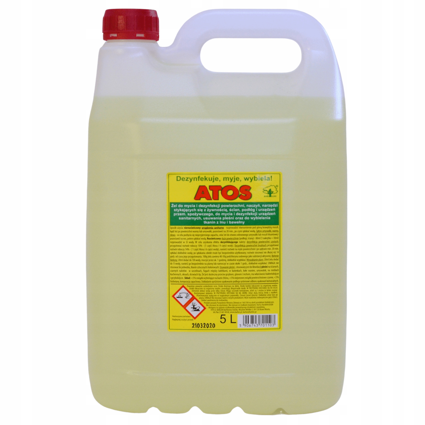 

Żel myjący dezynfekujący wybielający Atos 5 L