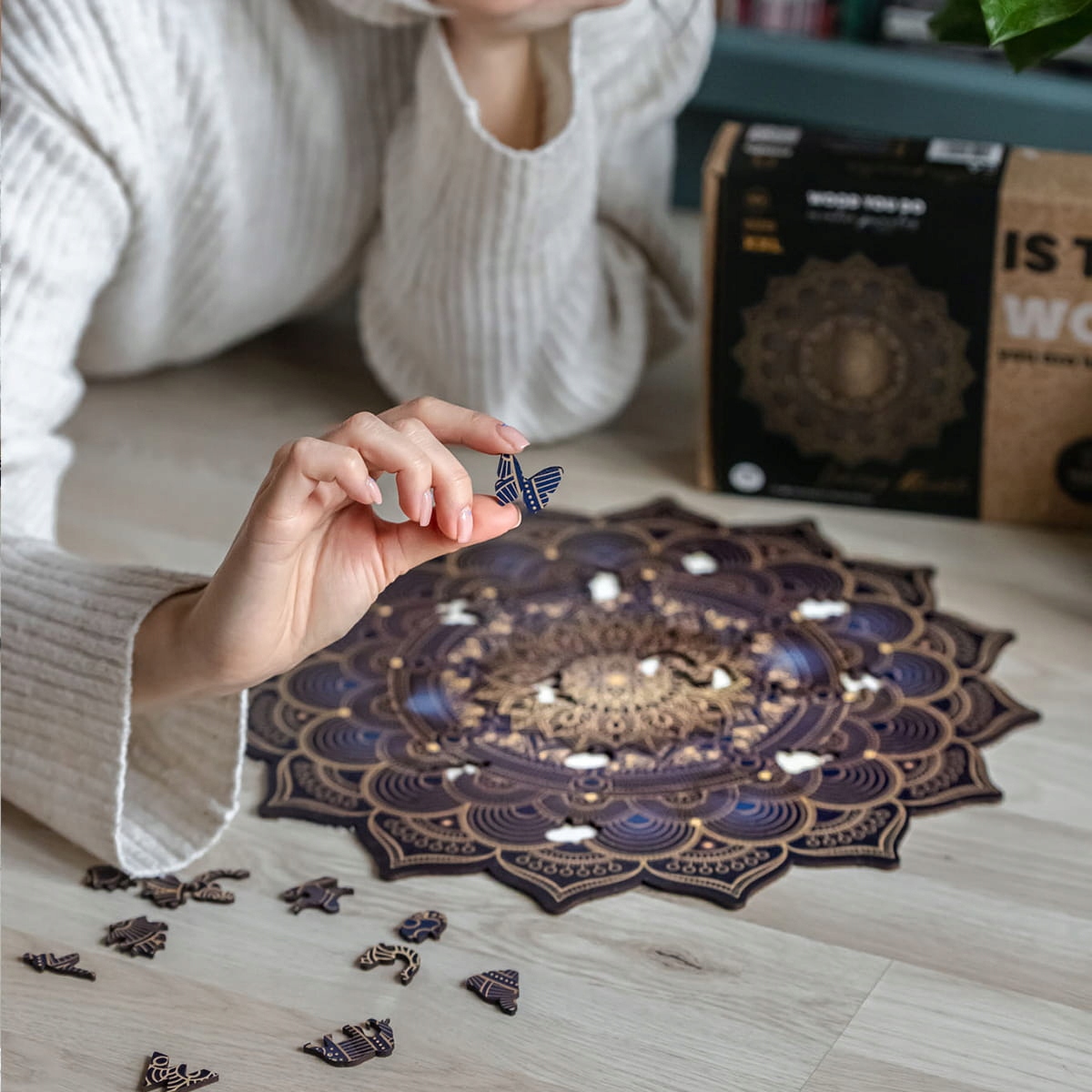 MANDALA DLA DOROSŁYCH PUZZLE DREWNIANE UKŁADANKA TRUDNA PREZENT PUZLE 418 Materiał drewno