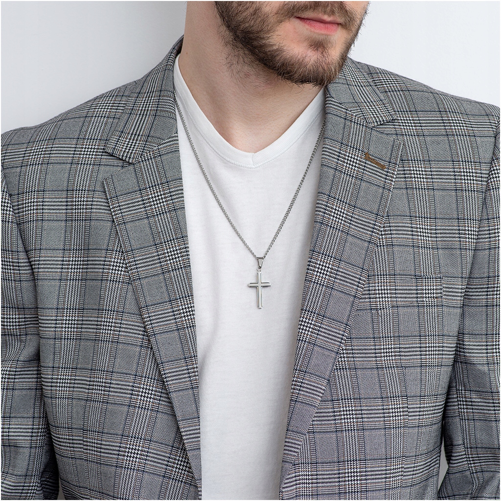 Zawieszka męska wisiorek KRZYŻYK zdobiony stal chirurgiczna 316L Materiał stal