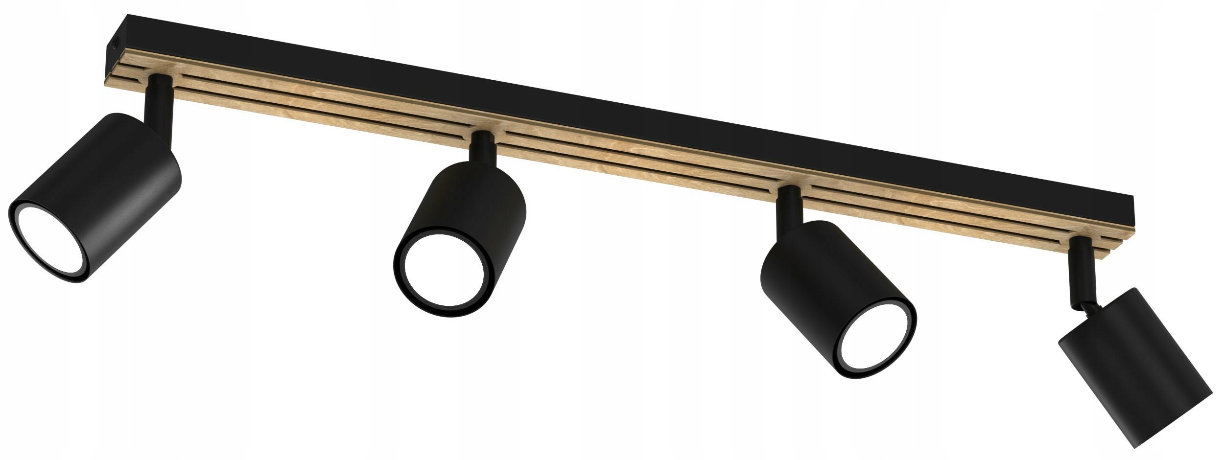 Stropná lampa Spot Terra čierna Hnedá, kovové tienidlá, drevené lamely