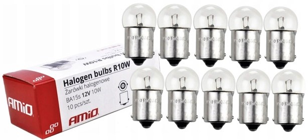Żarówki Halogenowe R10W BA15s 12V 10W 10szt Amio
