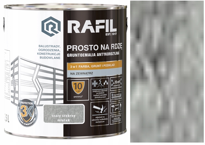 Rafil Přímo Na Rez 2,5 L Šedý Stříbrný Kladívkový