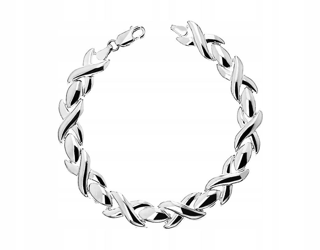 Stříbrný Náramek Široký X Křížky Iksy 925