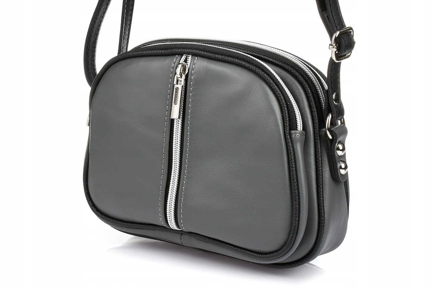 

Trzykomorowa listonoszka damska skórzana pojemna