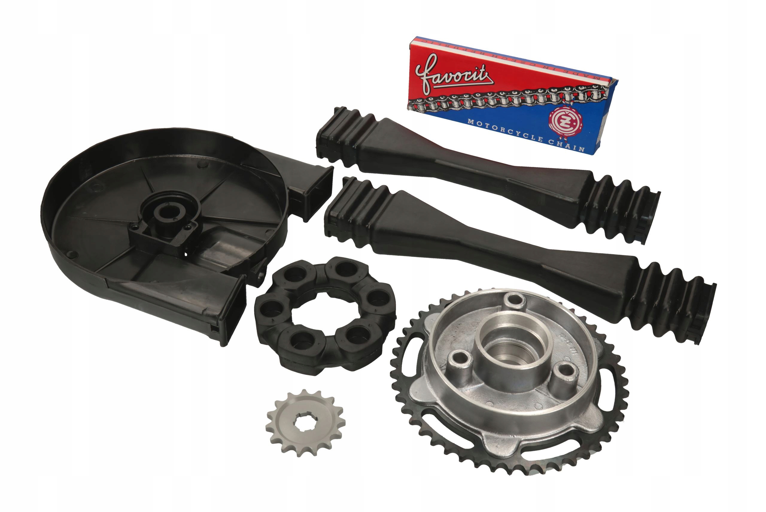 ZĘBATKA PRZÓD TYŁ ŁAŃCUCH FAVORIT OSŁONA MZ TS 150 Producent inny