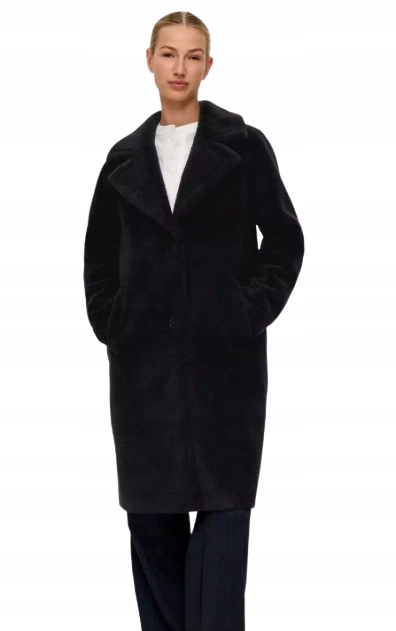 S.oliver Černý Klasický Kabát S Límcem Ke Kolenům Xs Jyh