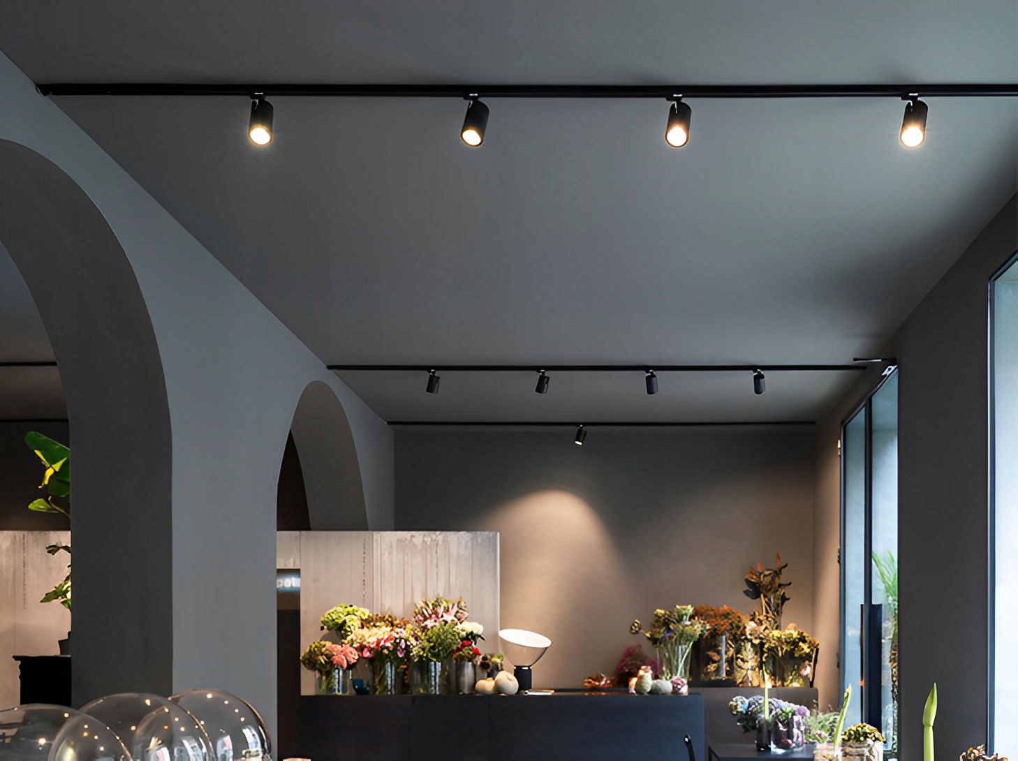 LAMPA SUFITOWA SZYNOWA Z REFLEKTORAMI SPOT LED 40W 2M ŁĄCZNIK 2X1M PUNTKOWA Długość 2 m