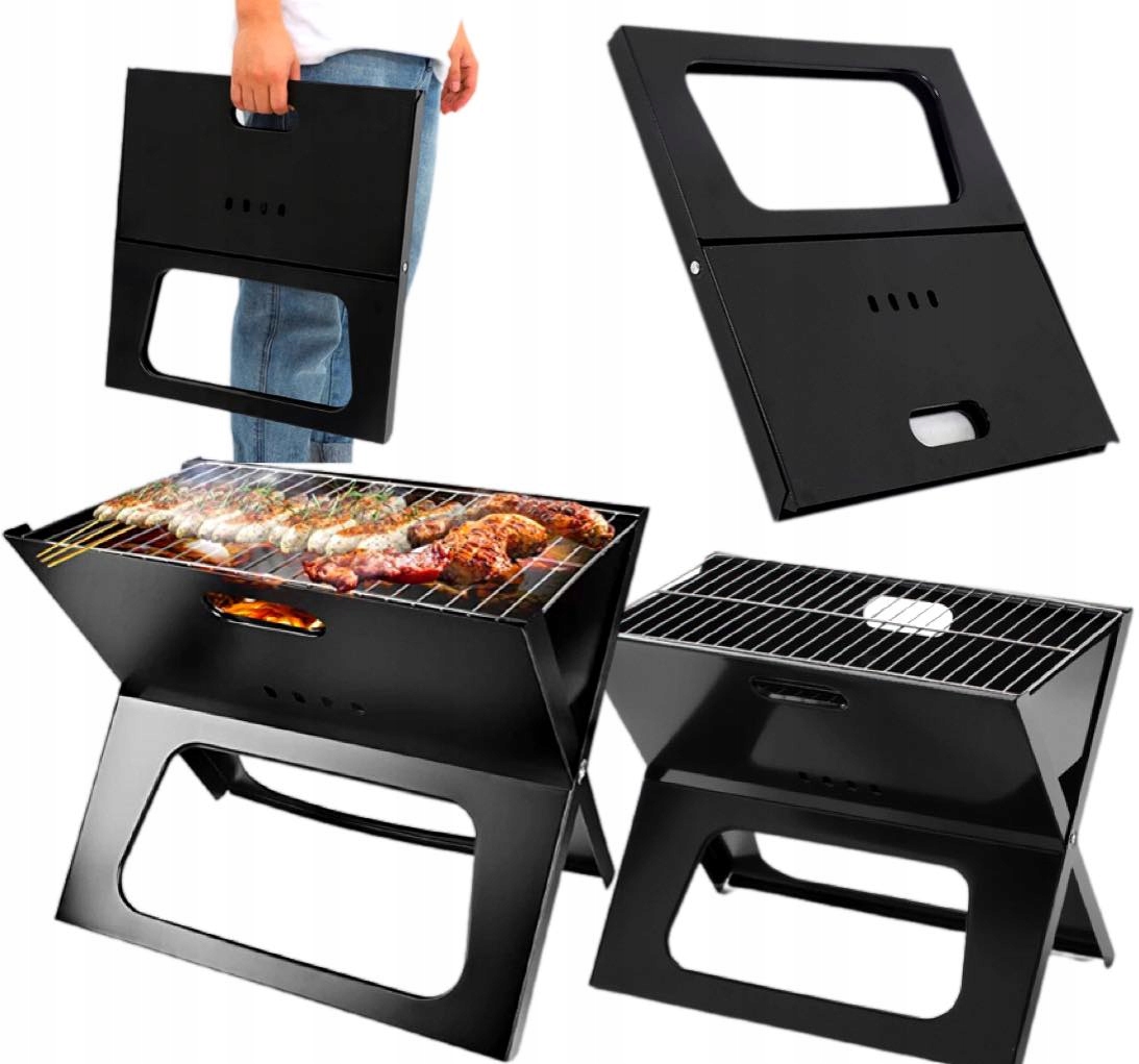 GRILL WALIZKA ROZKŁADANA STALOWY SOLIDNY GRILL