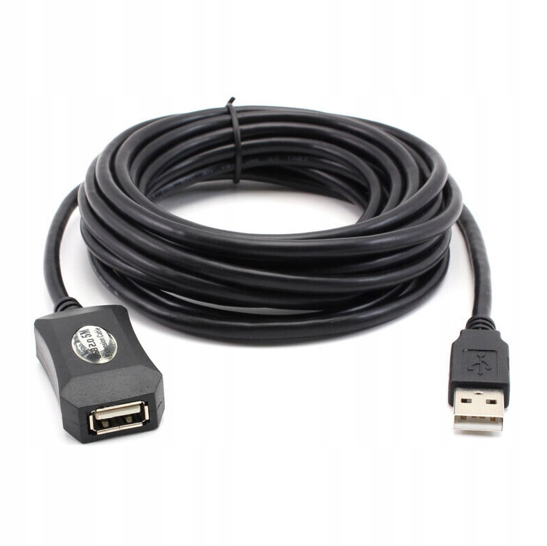 Kabel przedłużający USB 2.0 1 port czarny 5m