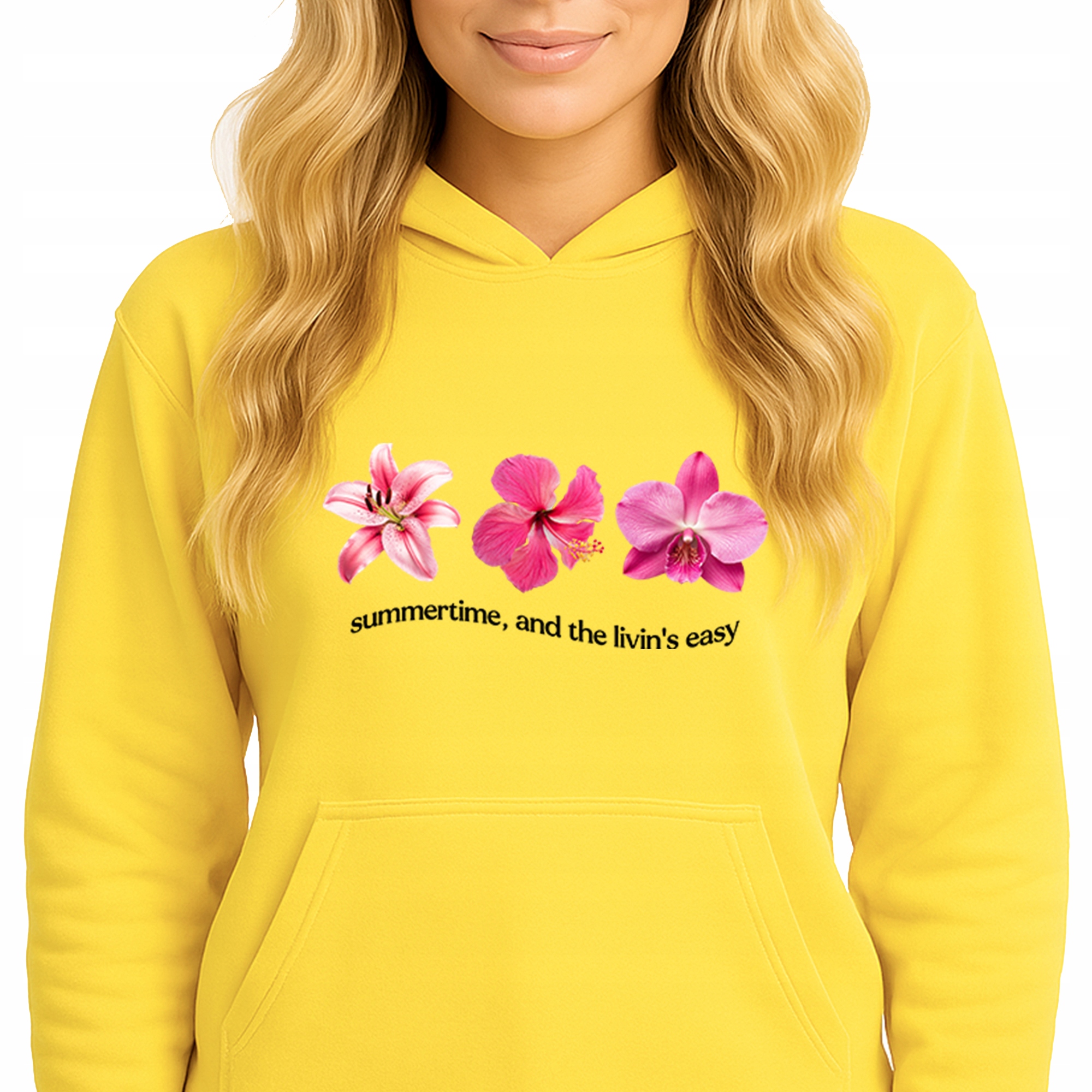 Mikina S Kapucí Hoodie Sun Yellow Bavlněná Módní Summertime S