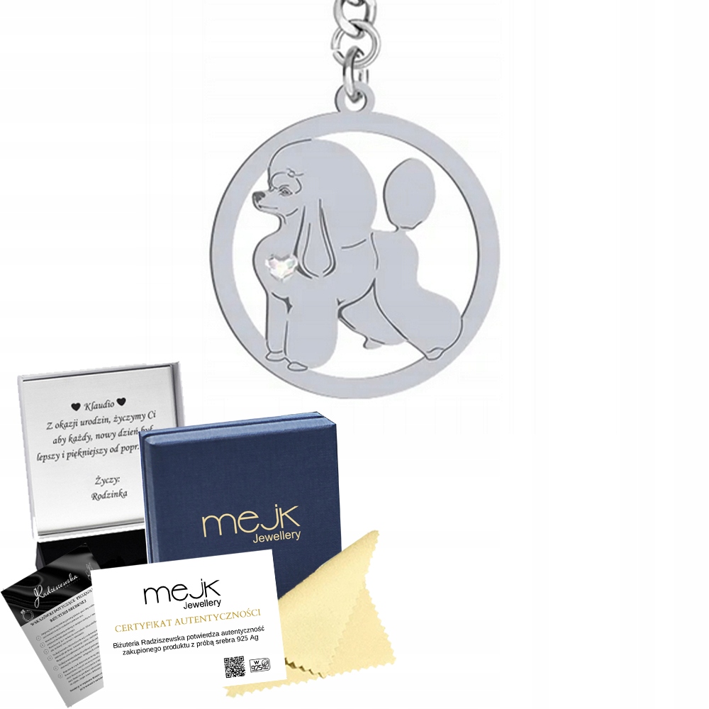 Přívěsek Na Klíče na klíče se psem Pudl 925 Dárek Šperky Gravírování Bonus