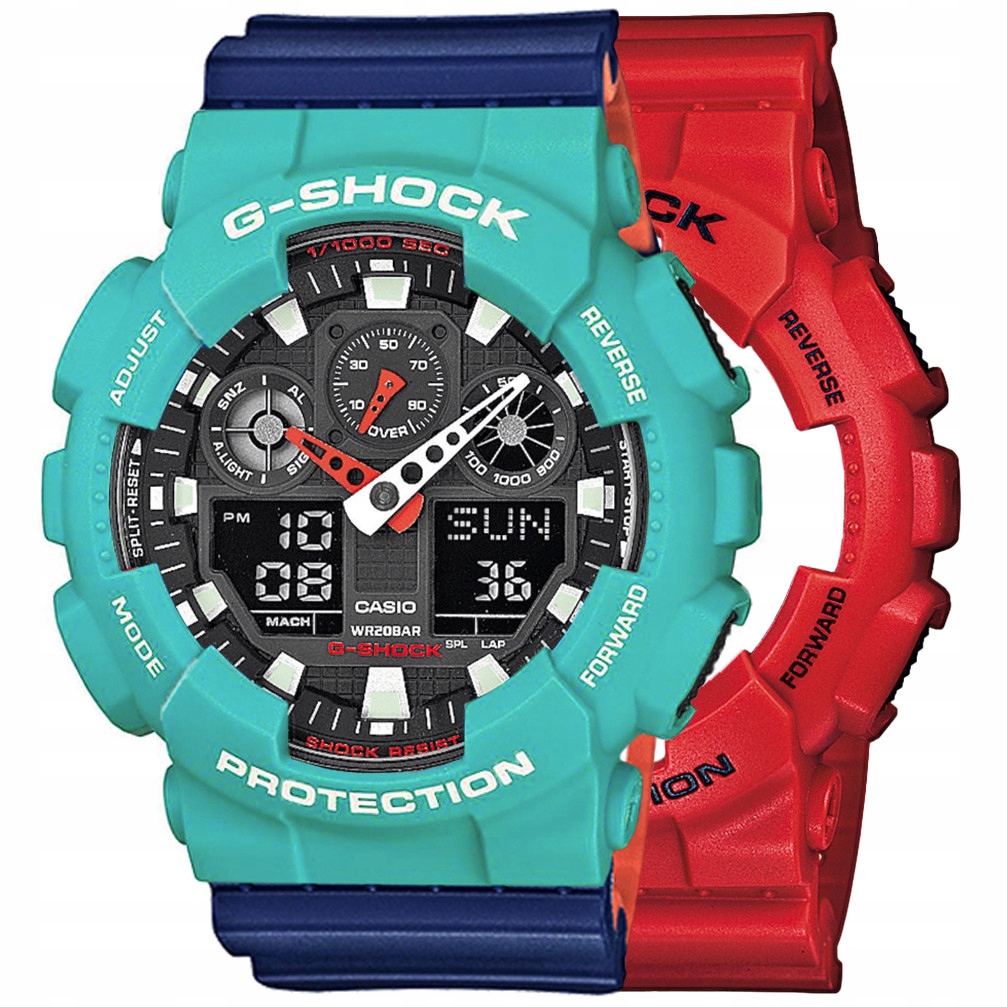 Set G-shock GA-100B-4AER Zelená Modrá