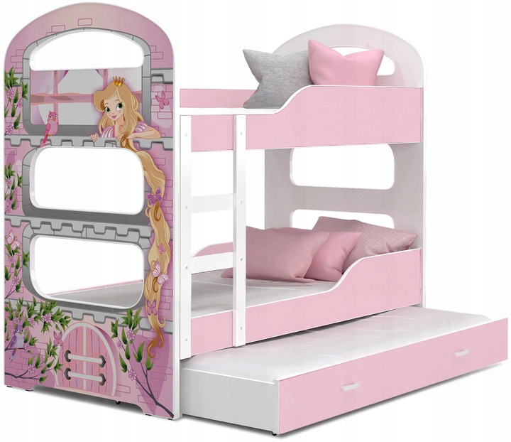 Łóżko piętrowe 190x80 + grafika DOMINIK 3-osobowe