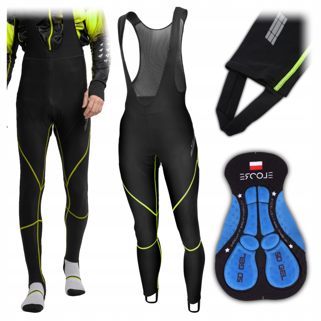 Zimní cyklistické kalhoty XXL na kolo s vložkou pro muže na ramenních popruzích