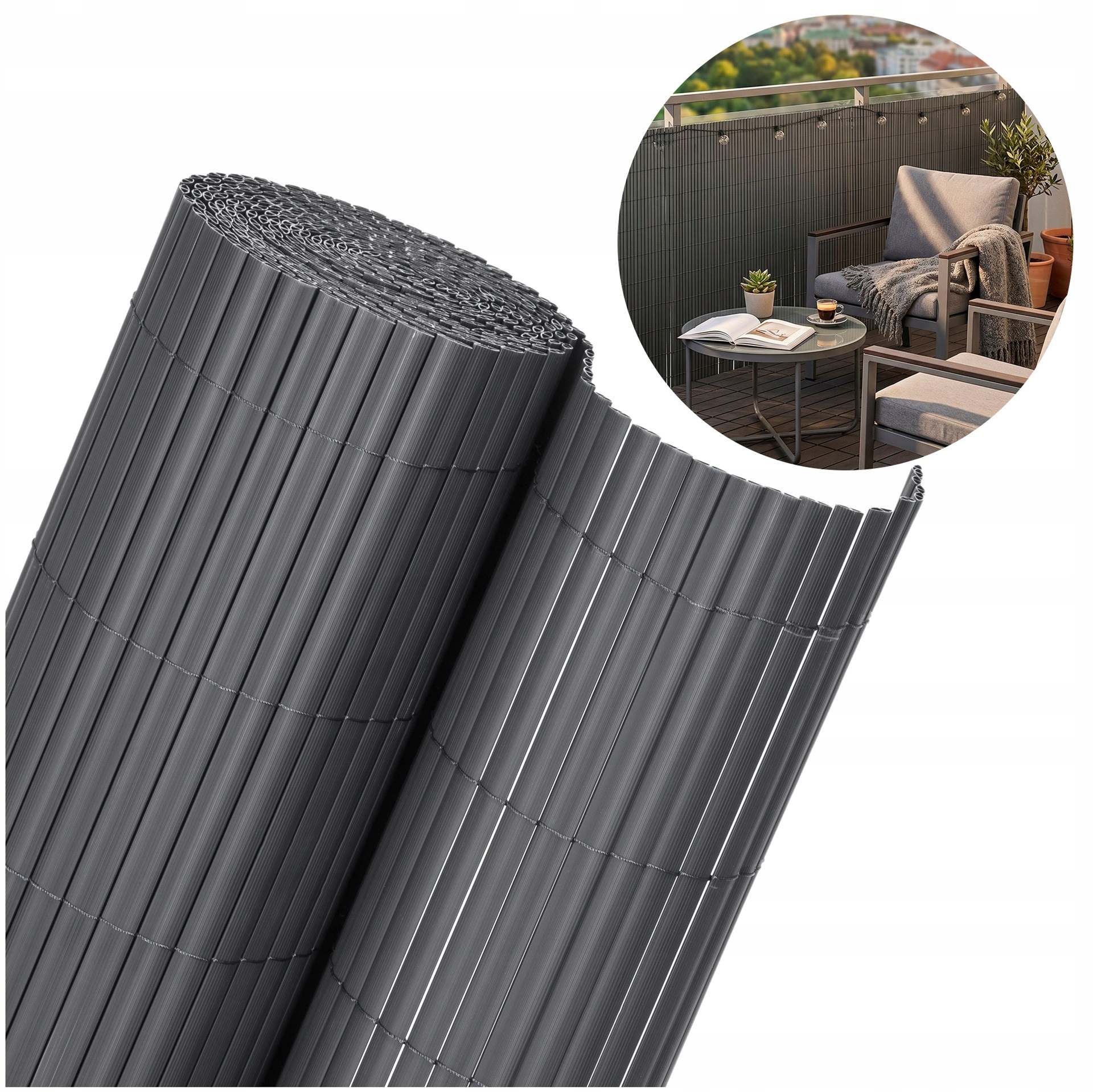 Pvc Podložka Na Balkon Terasa Oplocení Maskovací Plot 140x500 cm Šedá