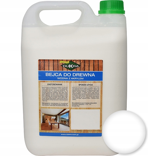 Bejca wodna do drewna Dukra 5l Biały