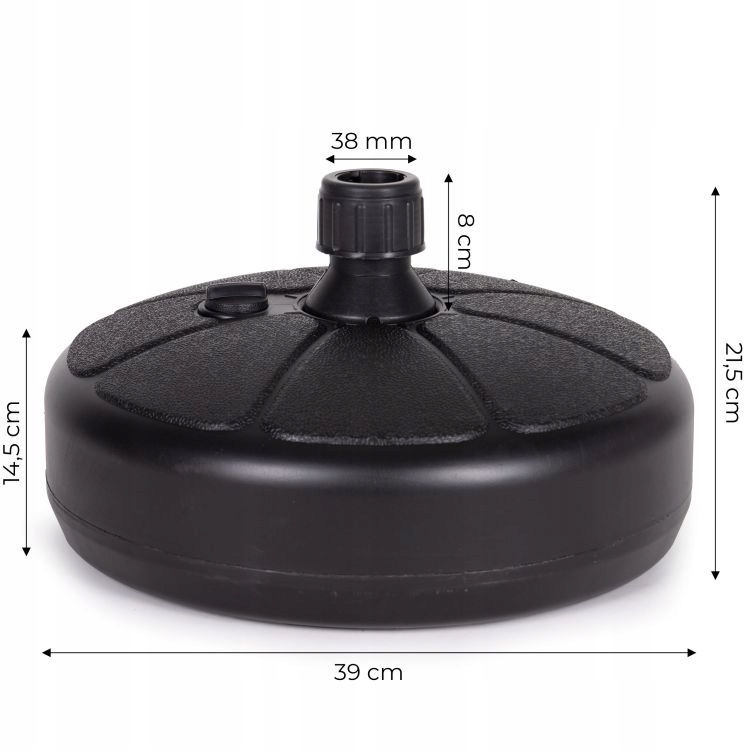 PODSTAWA PODSTAWKA OBCIĄŻENIE POD PARASOL OGRODOWY NAPEŁNIANIE WODĄ 13 L Długość 39 cm