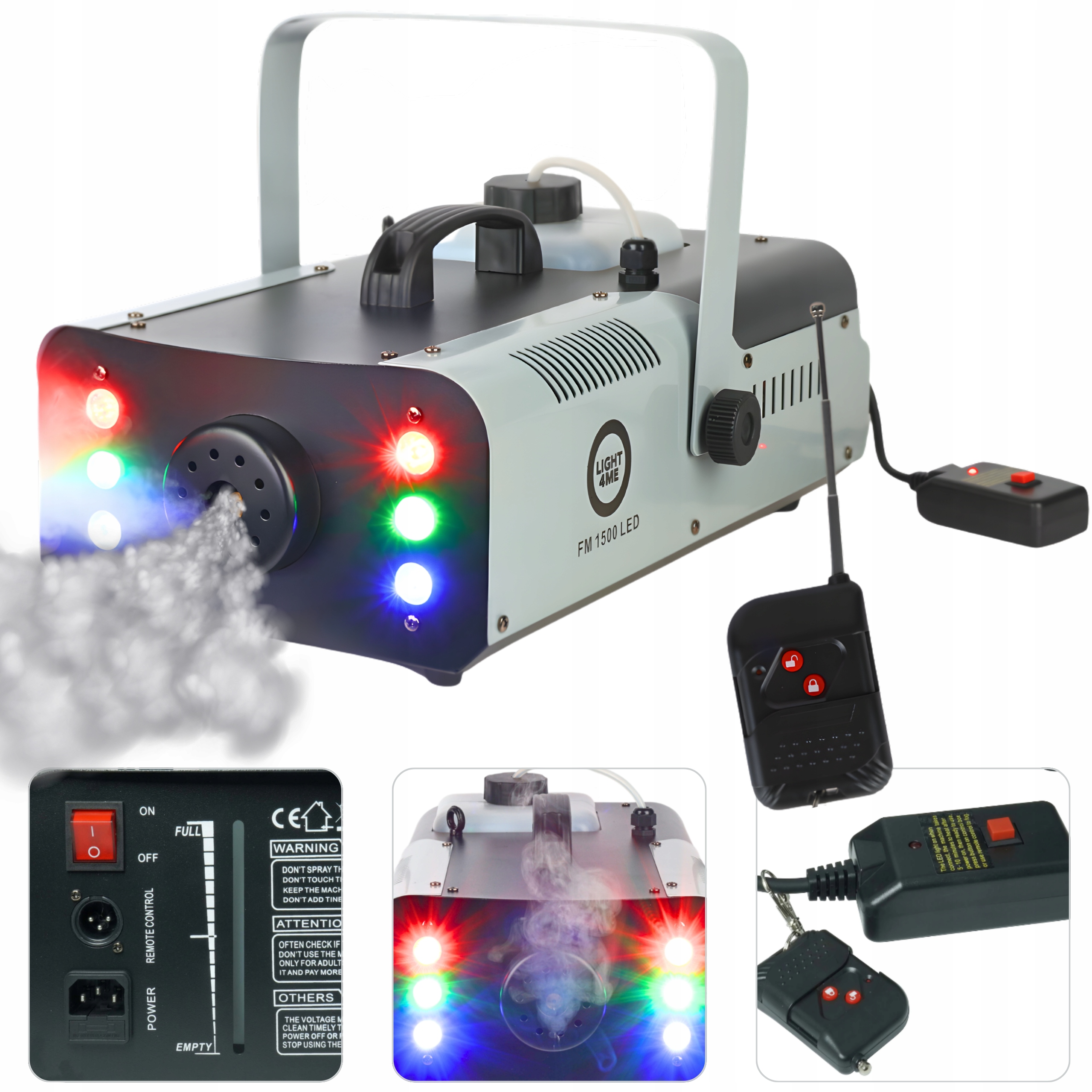 Wytwornica Dymu Mgły Dymiarka Maszyna Do Dymu 6x1W Rgb Mocna 1500W Pilot