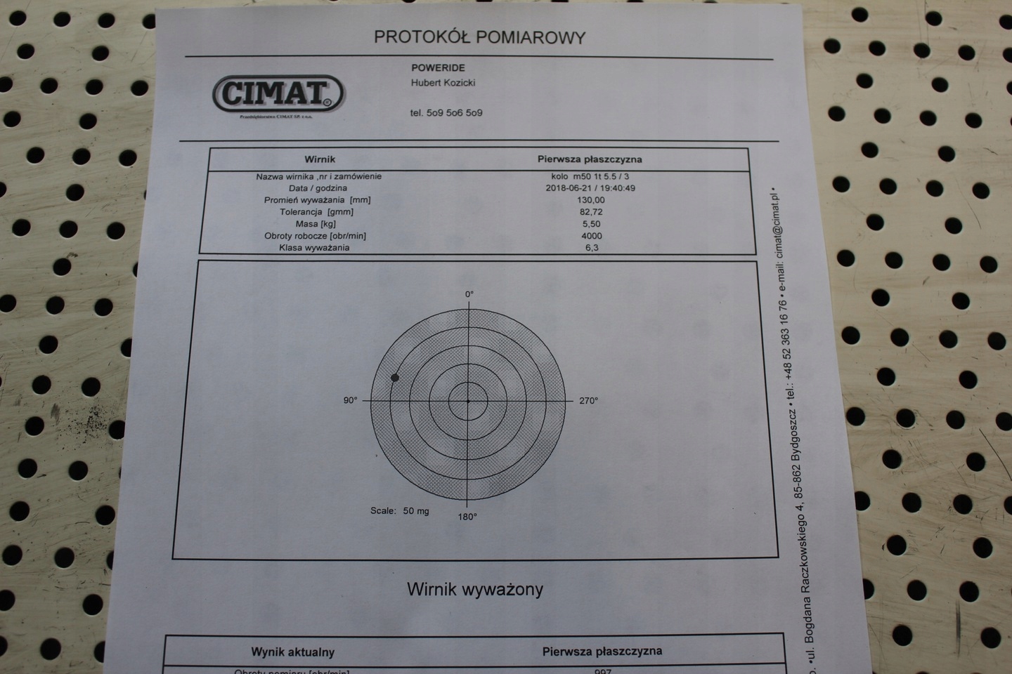 WYWAŻANIE KOŁA ZAMACHOWEGO WIRNIK CIMAT