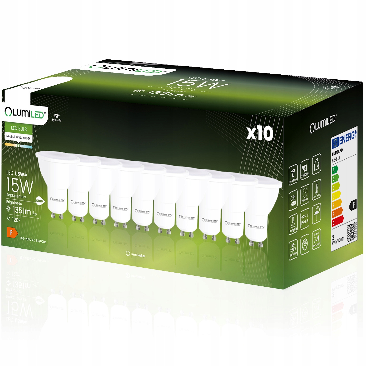 10x Żarówka LED GU10 1,5W = 15W 4000K Neutralna