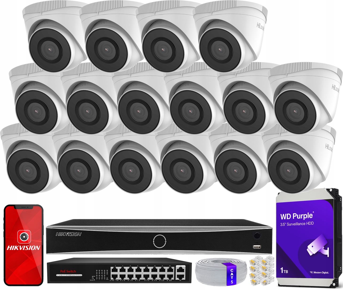 Monitorování Ip 16 kamer 5MP PoE rekordér DS-7616NXI-K2 AcuSense Aplikace