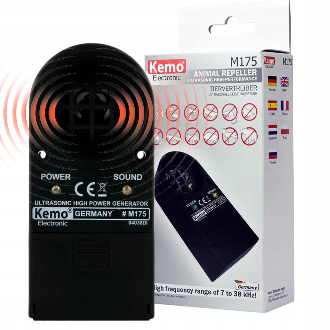 Kemo M175 odstraszacz Kun, Kotów, Psów ultradźwięki Moc 500m2