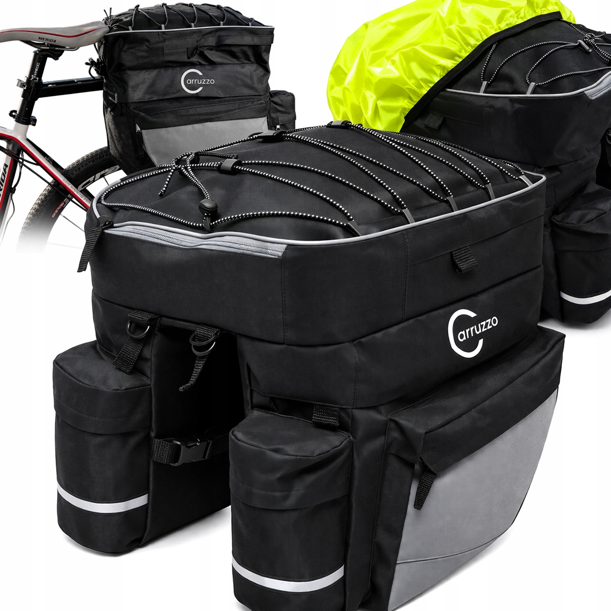 Sakwa Rowerowa Torba Na Bagażnik Rower Pojemna 55L Mocna Zamek Pokrowiec