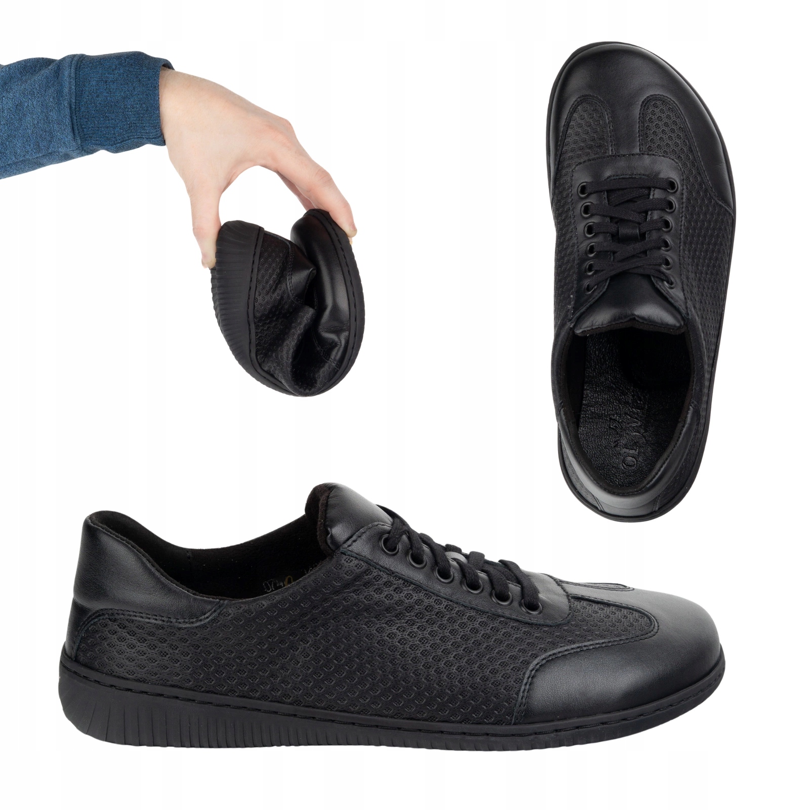 Kožené pánské barefoot polobotky minimalistické model 0742WK černé 40