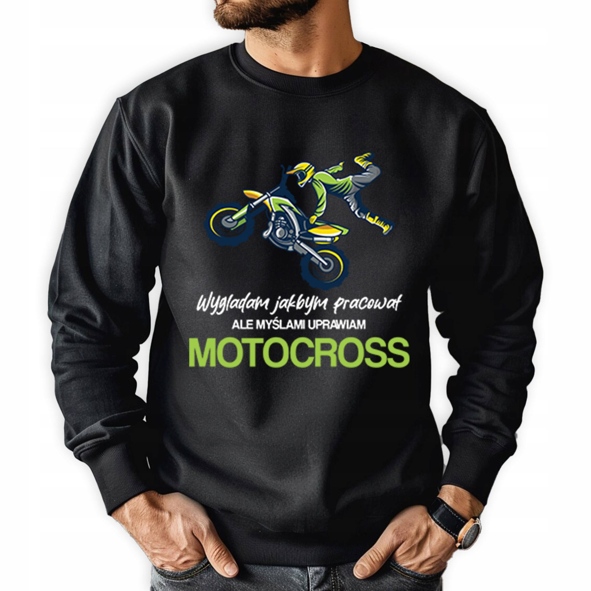 Pánská Mikina Černá Pro motorkáře Enduro Myšlenkami Provozuji Motokros M