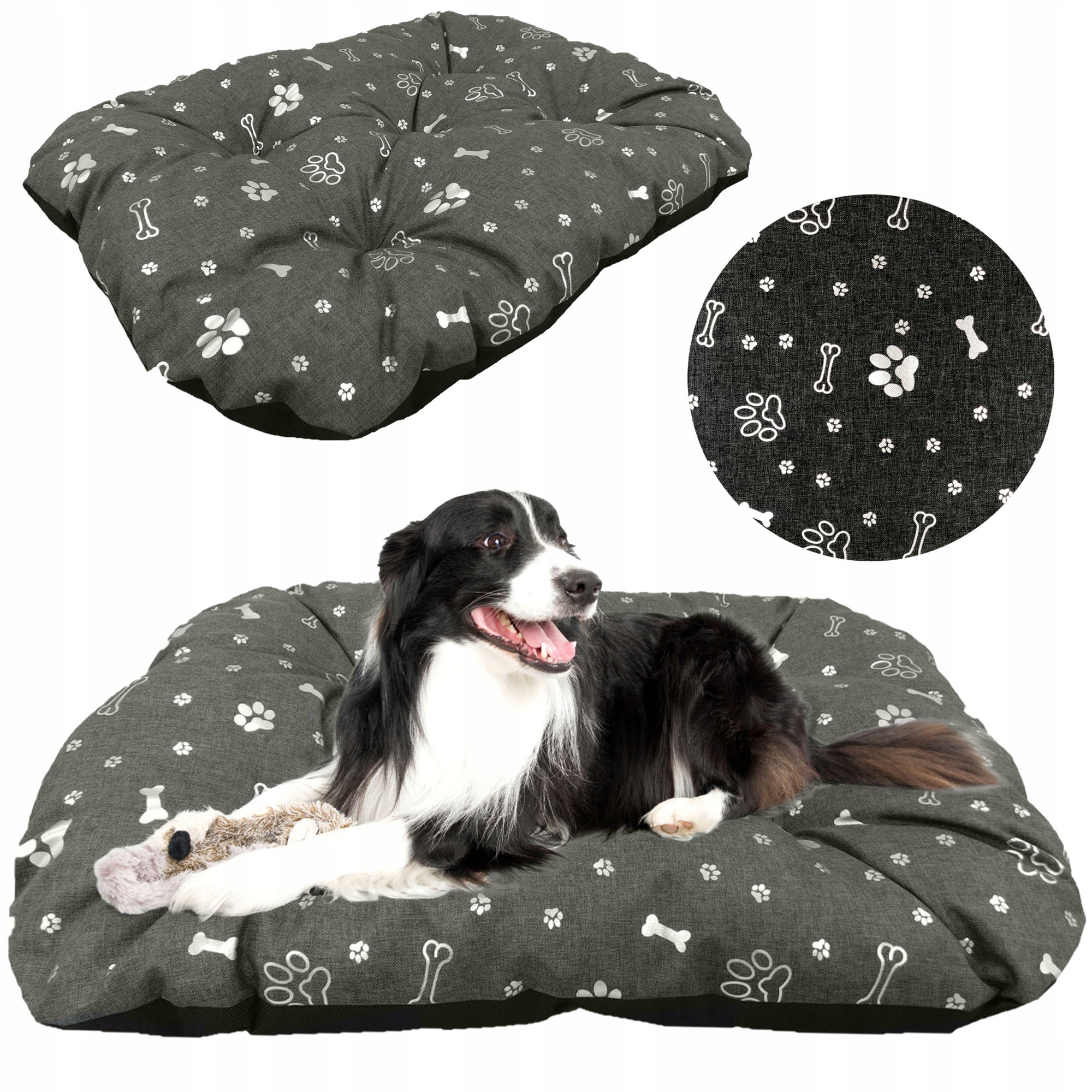 Levně Pelíšek Pro Psa Polštář Potah Odolná 90X70 CM Stříbrná Kost