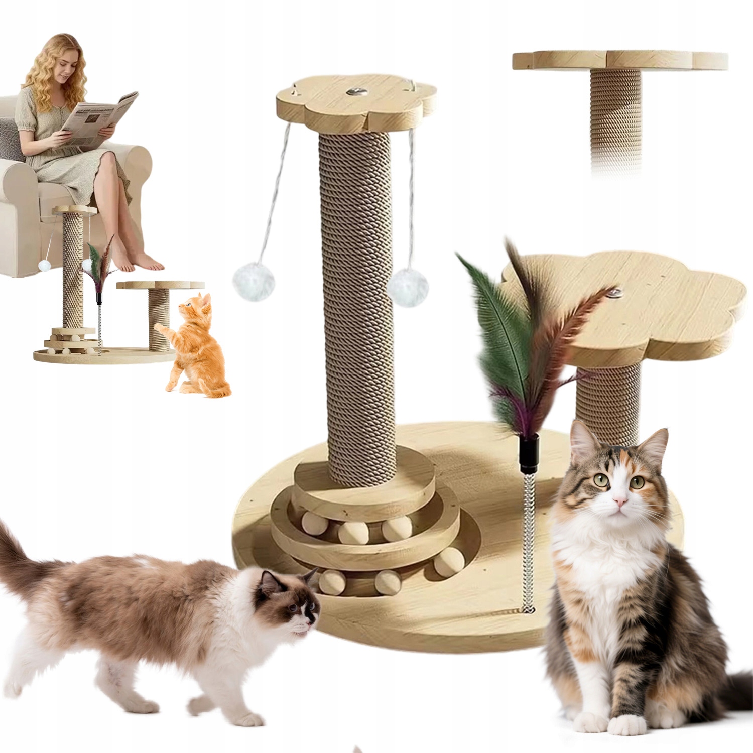 Levně Škrabadlo O Výšce 39 CM Strom Na Hraní Vysoce Kvalitní Škrabadlo Domeček