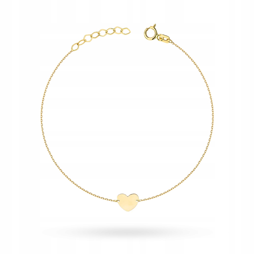 Jemný Zlatý Náramek pr 585 Srdce 14k