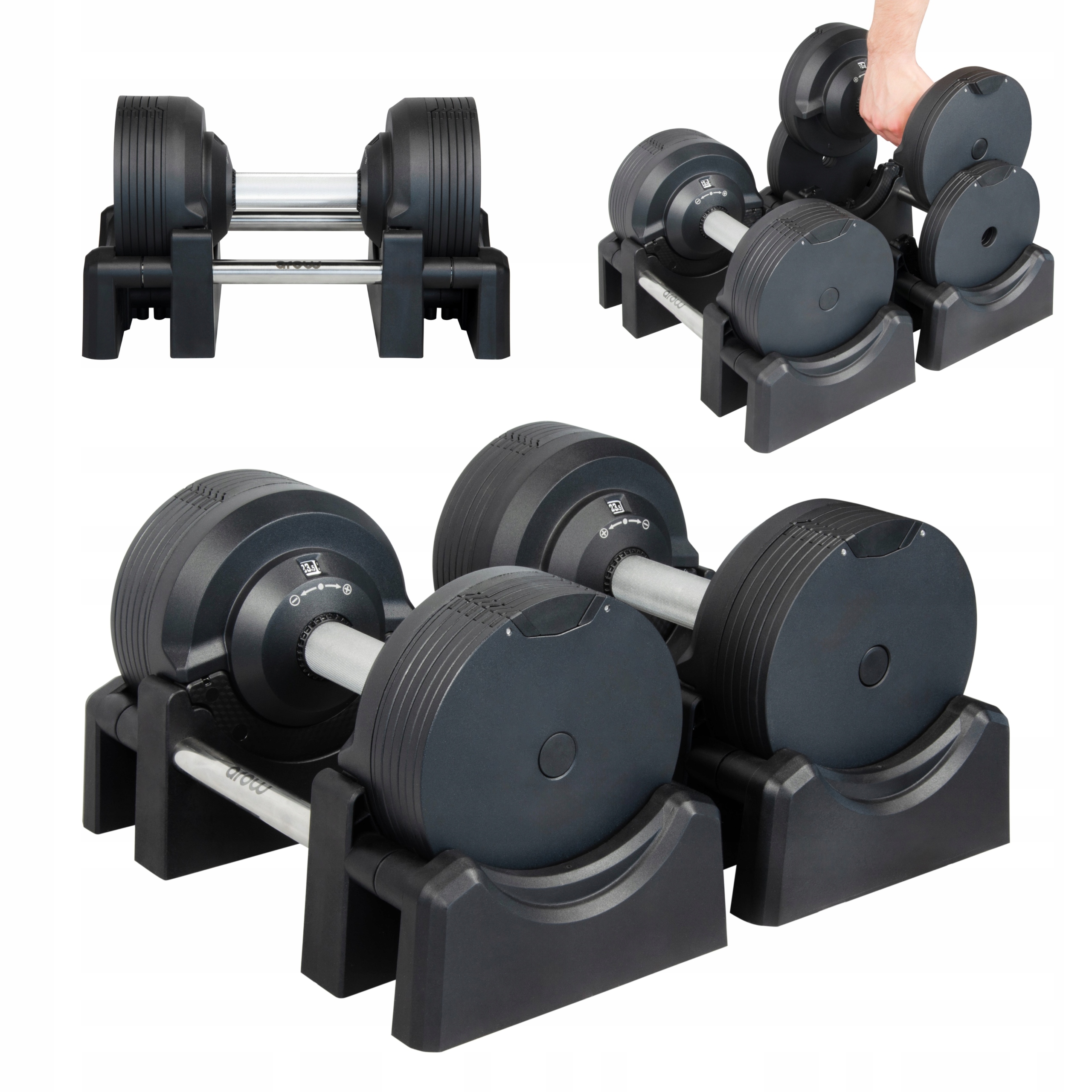 Zestaw 2X Hantla Regulowana 23,5 kg Sztangielka Czarna regulacja co 1,5kg