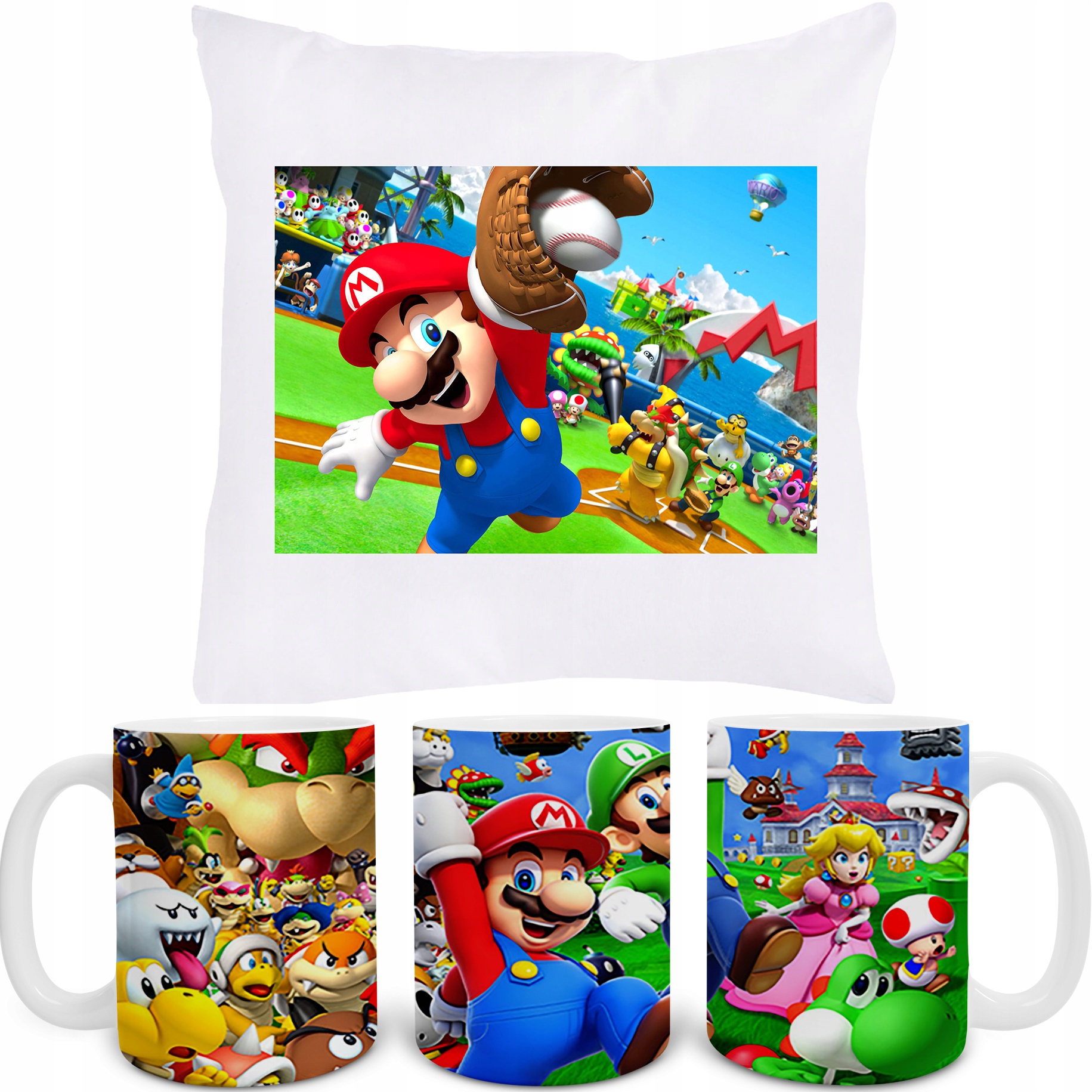 

Zestaw Kubek Poduszka Mario Własny Tekst