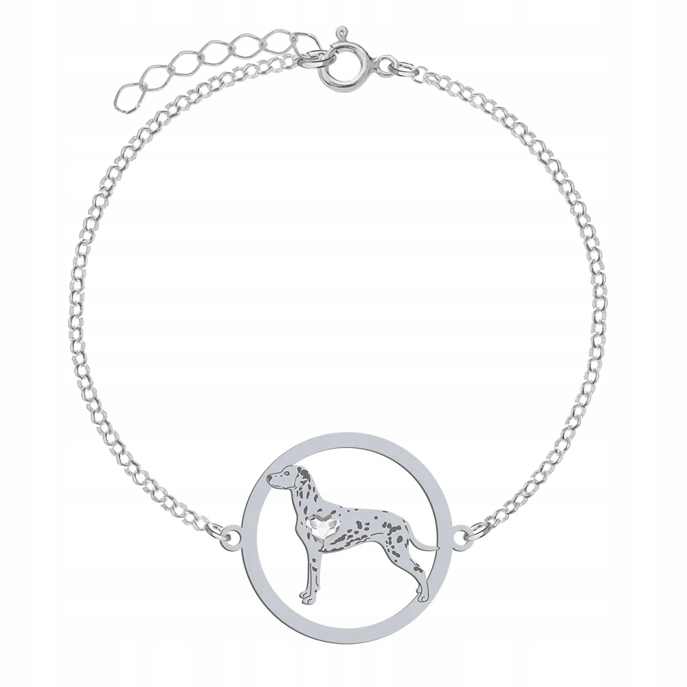 Náramek Stříbro se psem dalmatského plemene Dog 925 Dedikace Gravírování Bonus