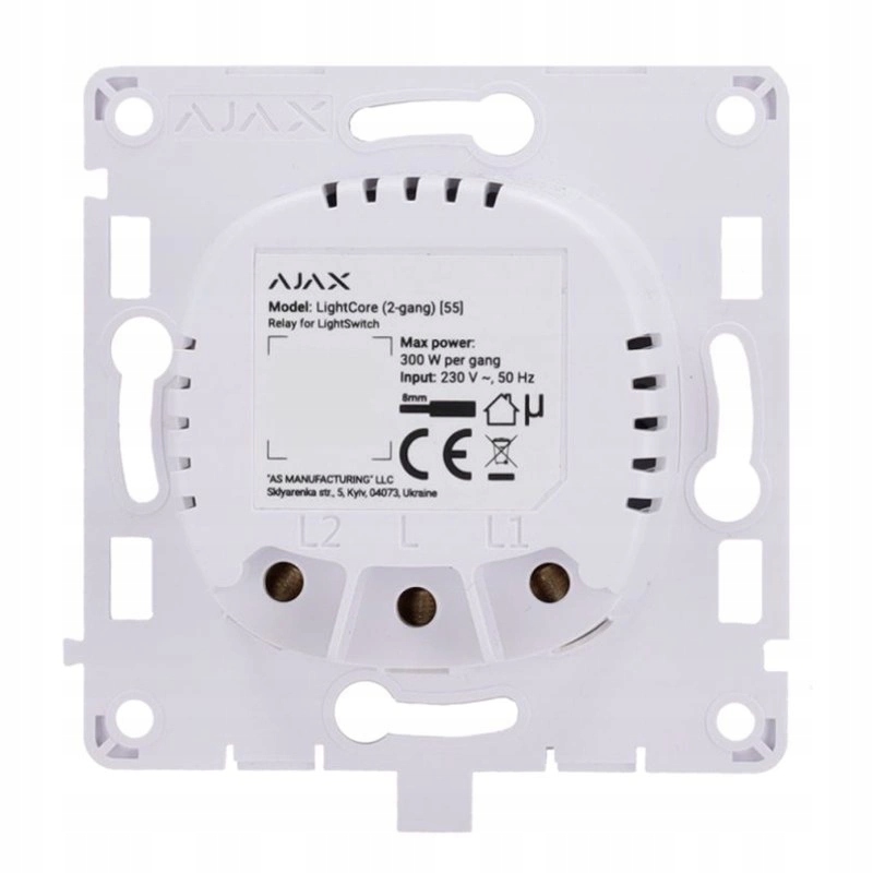 Ajax LightCore 2-way 2-směrný relé 230 V Bez N kabelu