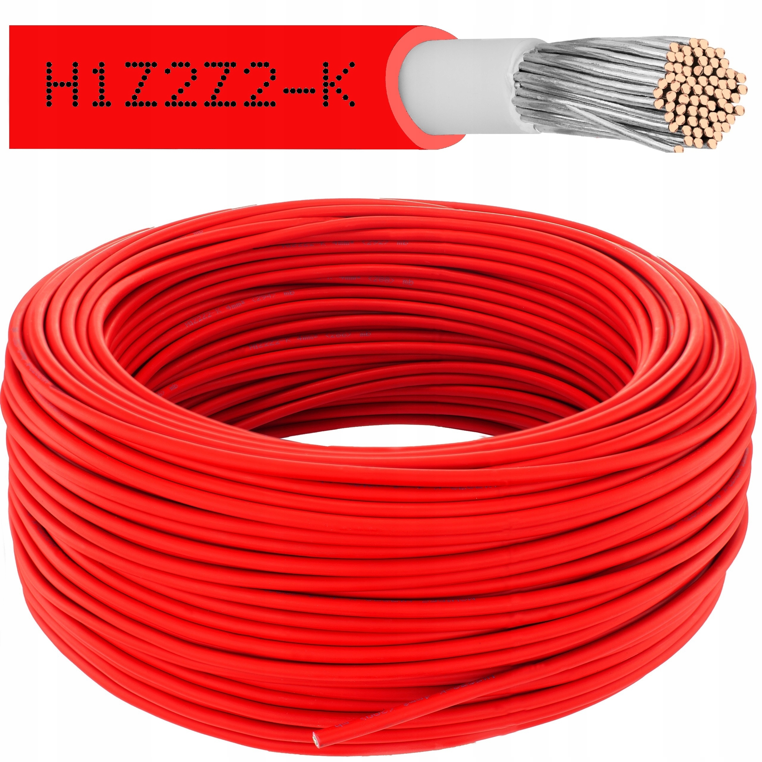 Kabel Przewód Solarny H1Z2Z2-K Lsoh Dca Fotowoltaika MC4 Czerwony 6mm2 25m