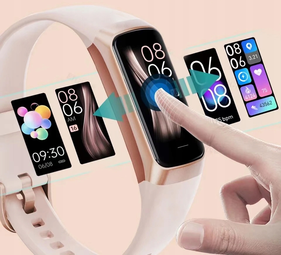 SMARTWATCH DAMSKI Rubicon SMARTBAND AMOLED POLSKIE MENU OPASKA DAMSKA FIT Złącza brak