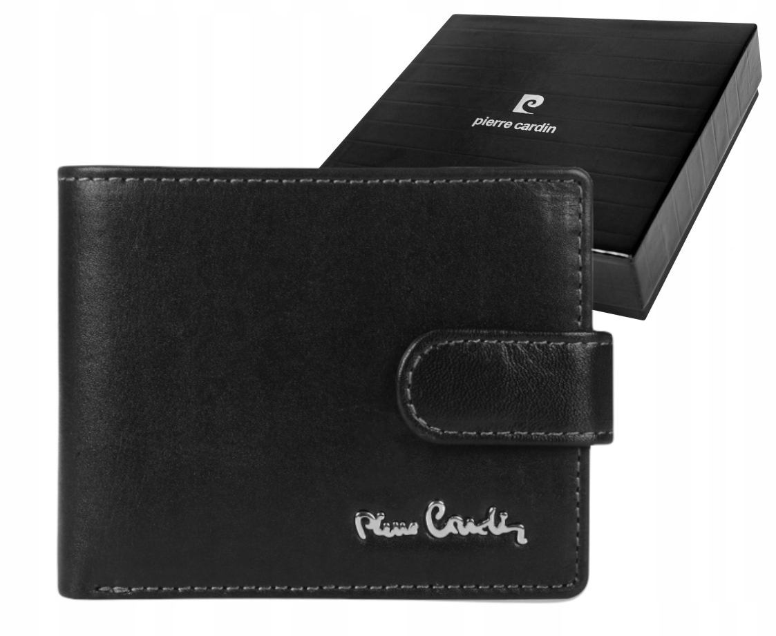 Pierre Cardin Elegantní pánská peněženka černá přírodní kůže se zapínáním