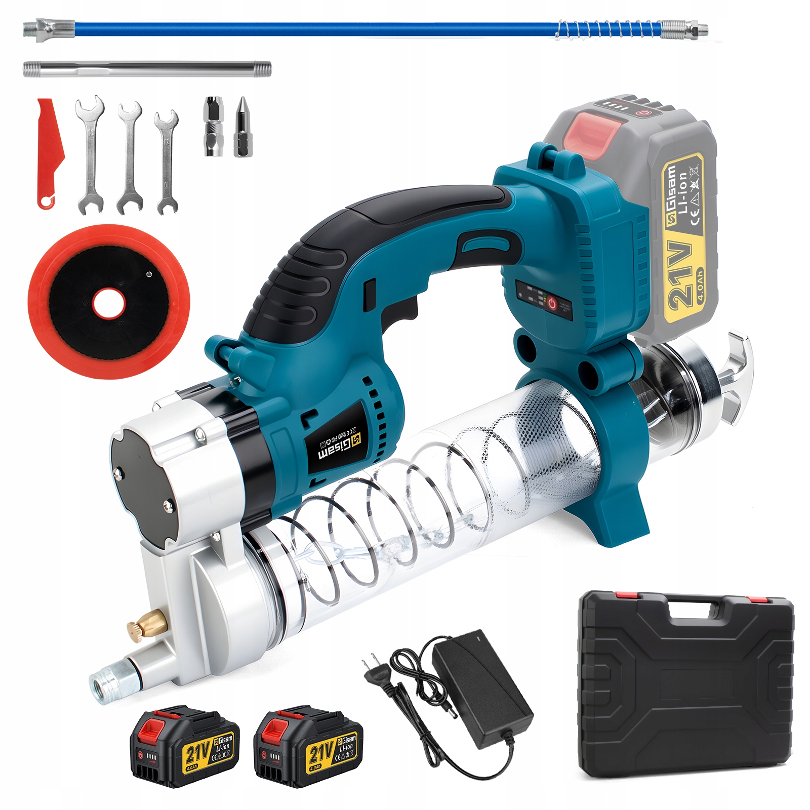 Elektrická mazací pistole, 10 000 Psi akumulátorová maznice se 2 bateriemi