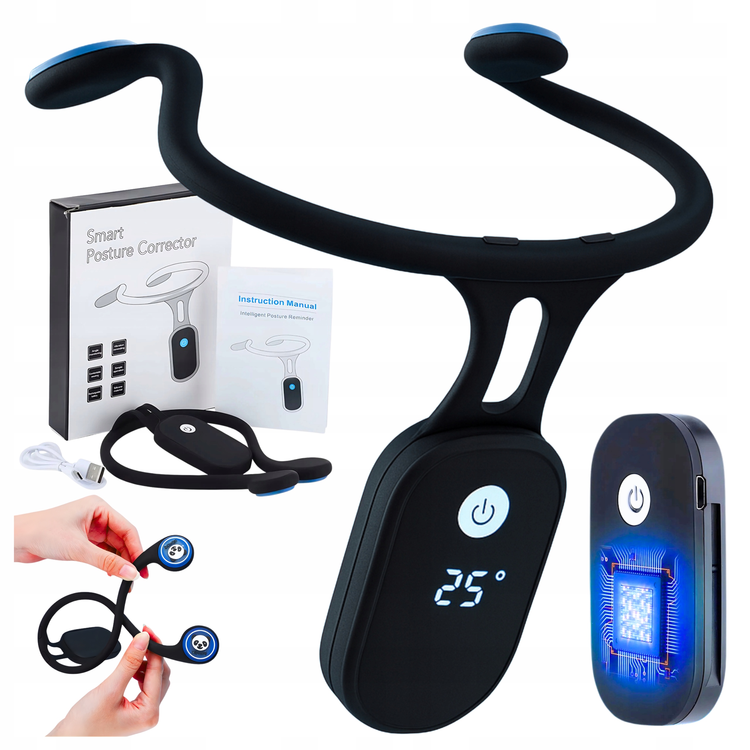Pajączek Korektor Postawy Elektroniczny Trener Monitor Wibrujący Czujnik
