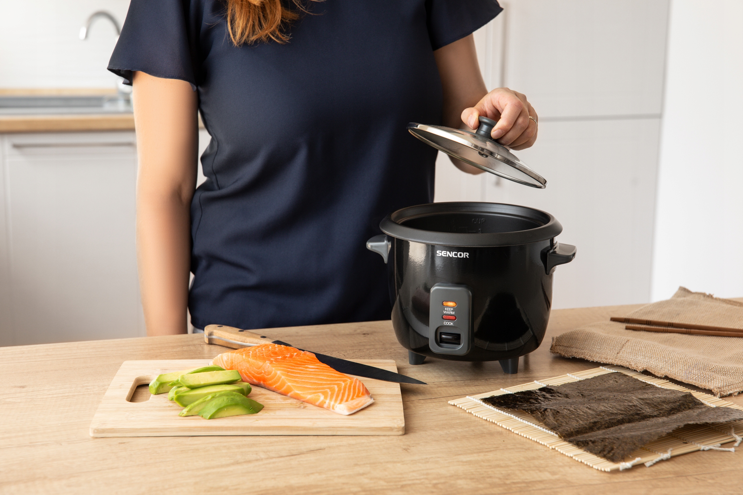 Garnek Do Gotowania Ryżu Ryżowar Sencor Czarny KEEP Warm Gotowanie na Parze Marka Sencor