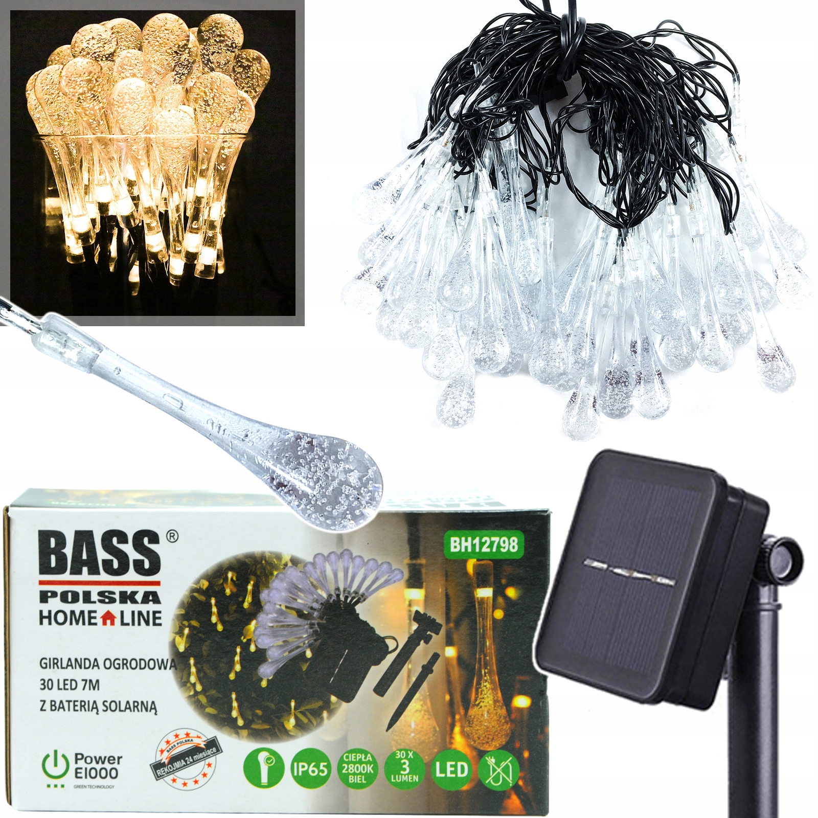 

Girlanda Ogrodowa Lampki Solarne Krople 30 Led 6m