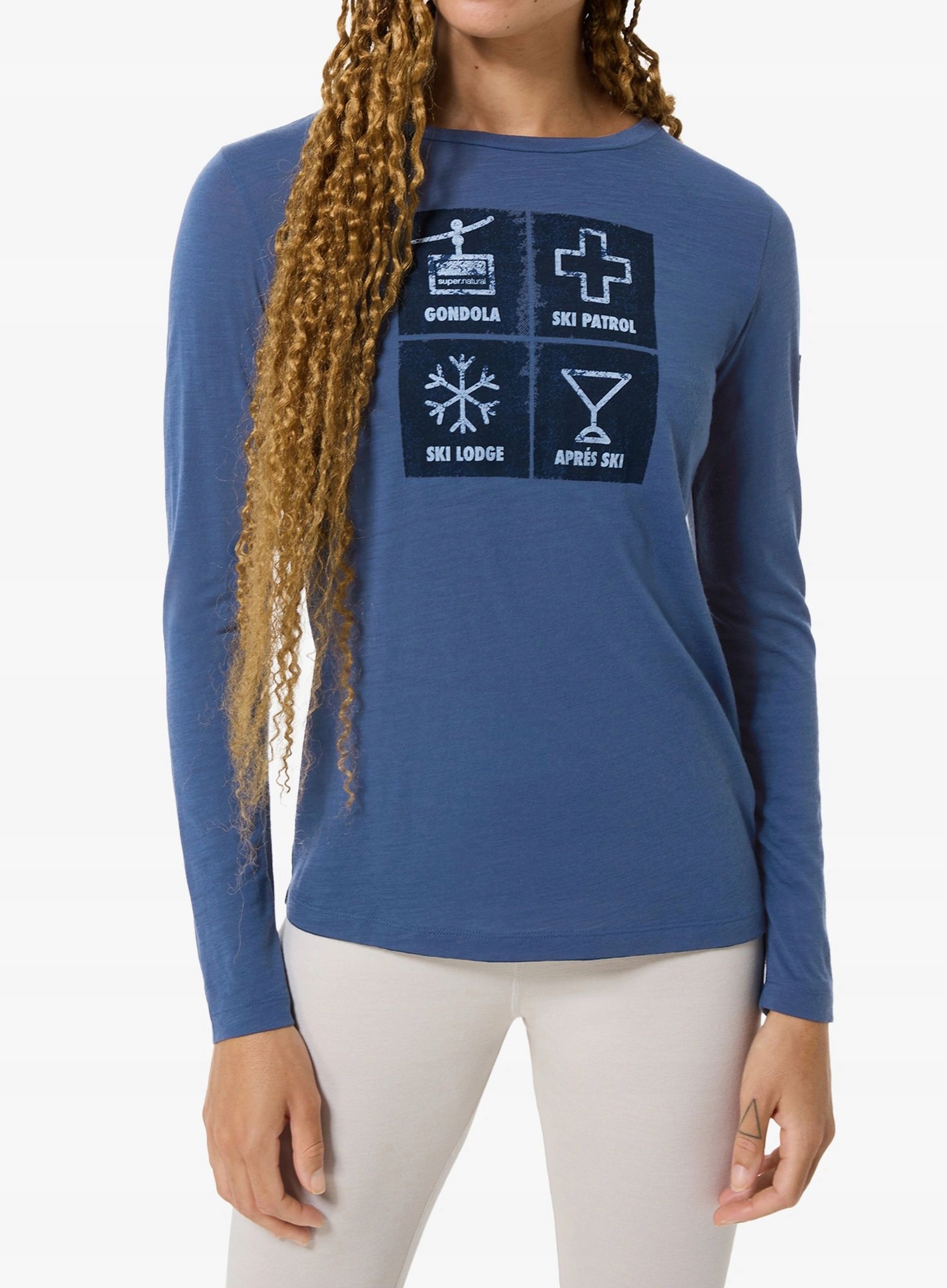 Mikina Super.natural Swiss Lodge Ls ocean blue/blueberry Xs