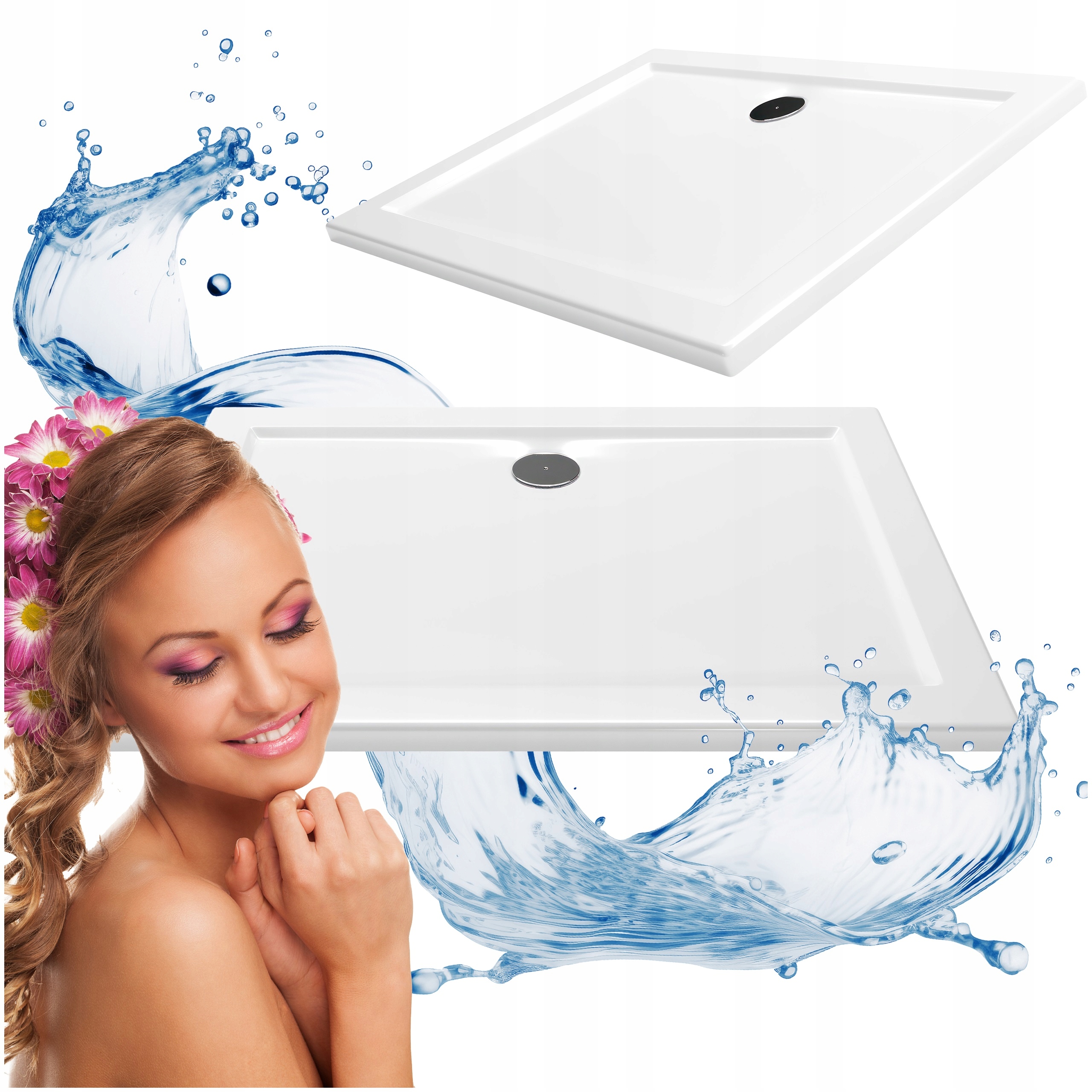 Sprchová Vanička Obdélníková Podlahová 110X80 Akrylová Bílá