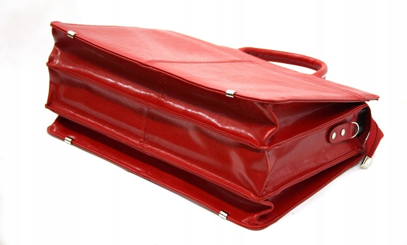 Trzykomorowa teczka SKÓRZANA damska z paskiem Model 536