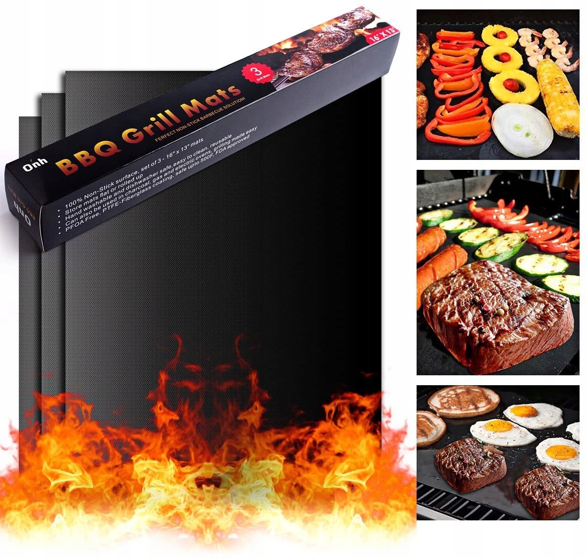 

Czarna Mata Do Pieczenia Na Grilu 40 X 33CM 5 Szt