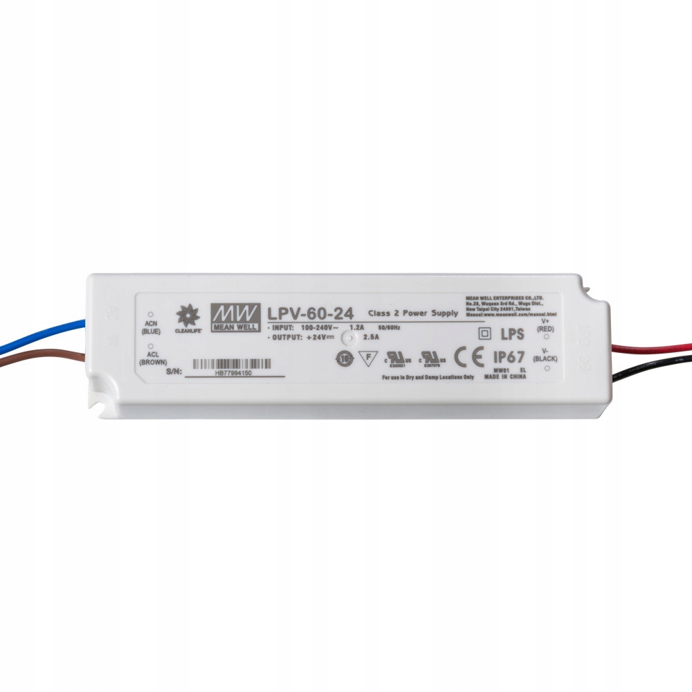 

Zasilacz Led 24V 2,5A 60W Mean Well LPV-60-24