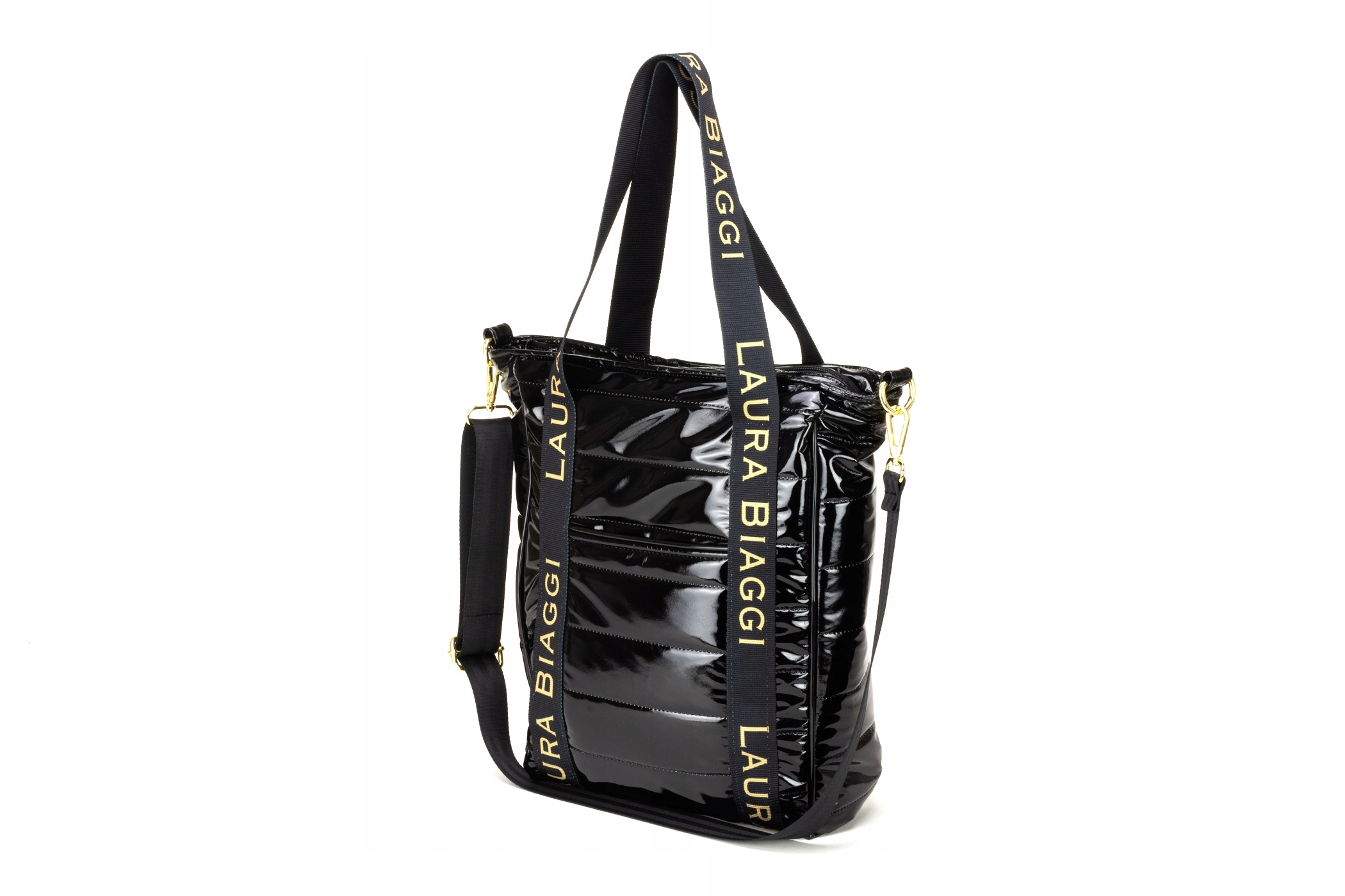 TOREBKA SHOPPER LAURA BIAGGI CZARNA POLSKA TORBA Model LB82 torba na ramię pikowana pikowany shopperka