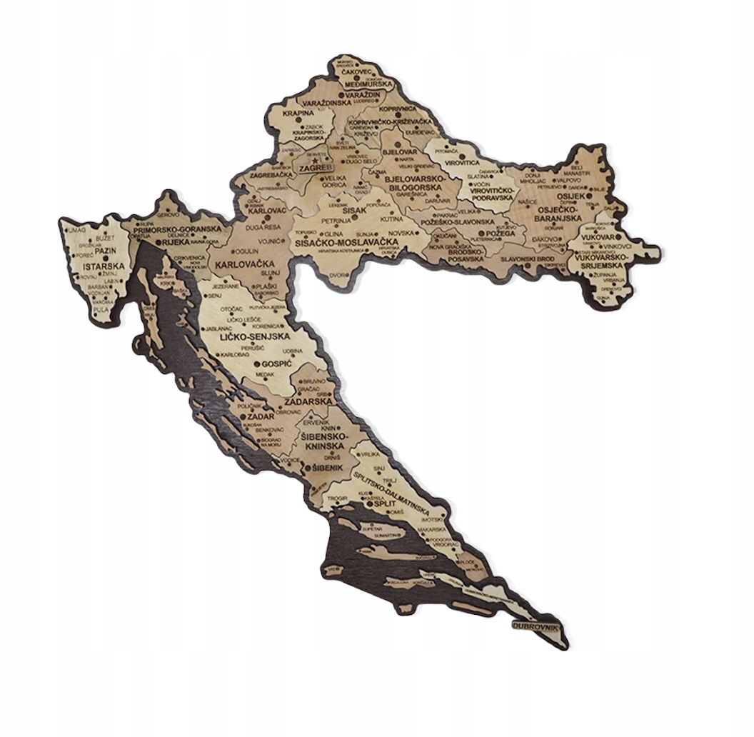 Mapa Chorwacji Na Sciane Drewniana Obraz Drewniany Dekoracja Scienna